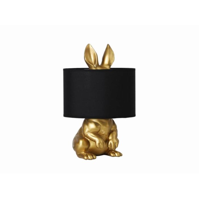 DKD Home Decor Lámpara Sobremesa Resina Algodón Dorado Negro 20x43x20 cm E27 40W Conejo (Pack 2 Unidades)