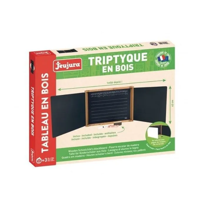 Jeujura Tríptico de Madera Roble Teñido 59 x 46 cms Pizarra y Pizarra Blanca 3