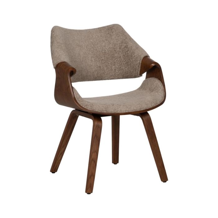 Silla Beige-Marrón Tejido-Madera 61 X 56 X 82 cm
