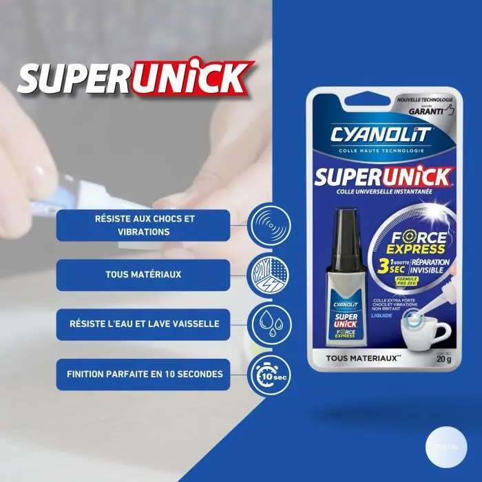 Cyanolit CYA3279580010526 Pegamento de reparación Super unick instant pro, Alta resistencia, Fijación rápida, 20 g 3