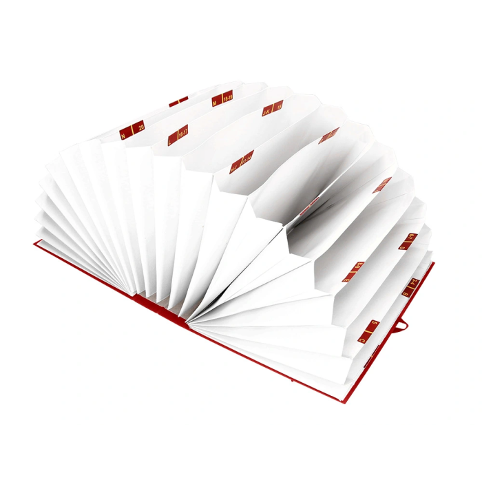 Liderpapel Carpeta Fuelle Folio Cartón Forrado Burdeos 20 Departamentos 220x350x300 mm