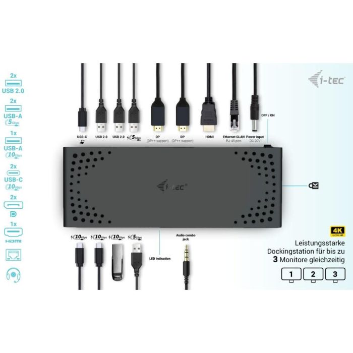 Funda para Teclado i-Tec C31TRIPLE4KDOCKPD 3 Funda para Teclado i-Tec C31TRIPLE4KDOCKPD 3