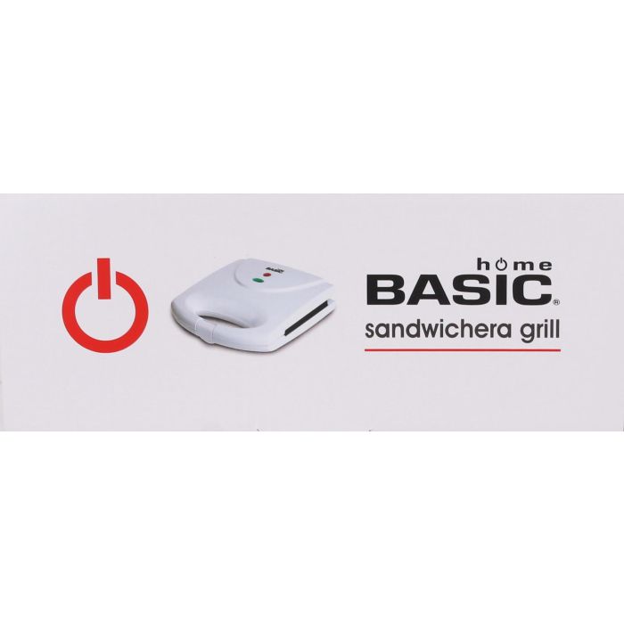 Basic Home Sandwichera Plana Blanca 700-800 W, 21.8 x 21.5 x 6.5 cm (4 Unidades)