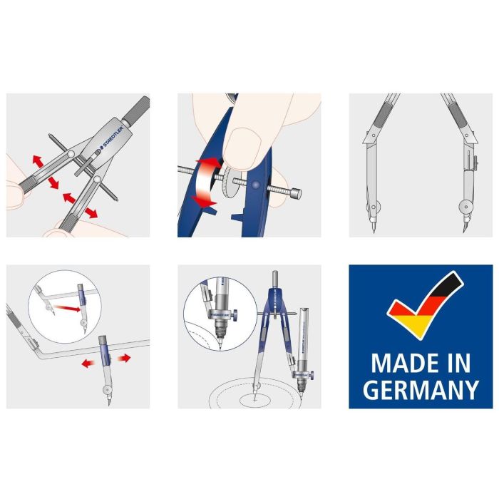 Staedtler Compás Mars Quickbow 552 Estuche con Recambios y Adaptador 4 Staedtler Compás Mars Quickbow 552 Estuche con Recambios y Adaptador 4