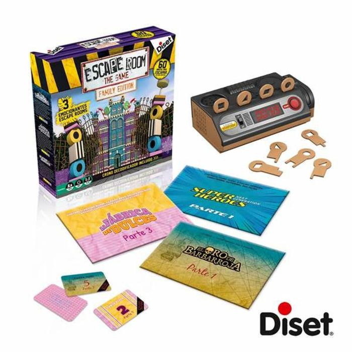 Diset Juego Escape Room Familiar - 3 Desafíos Electrónicos con Crono Decodificador - Edad 10+ - Español 3 Diset Juego Escape Room Familiar - 3 Desafíos Electrónicos con Crono Decodificador - Edad 10+ - Español 3