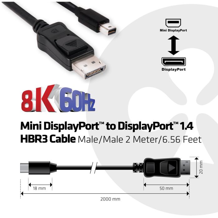 Club3D Kabel MiniDP 1.4 <-> DP 1.4 2m 8K60Hz St/St retail 2 Club3D Kabel MiniDP 1.4 <-> DP 1.4 2m 8K60Hz St/St retail 2