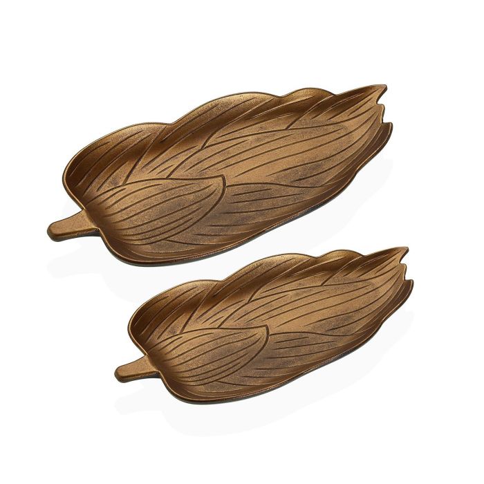 Set De Dos Centros De Mesa Dorado En Forma De Hoja Versa 18X3CM (2 Unidades) Set De Dos Centros De Mesa Dorado En Forma De Hoja Versa 18X3CM (2 Unidades)