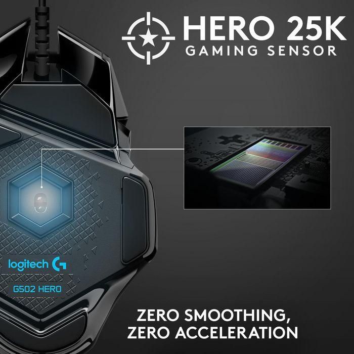 Logitech 910-005470 Ratón Gaming G502 Hero 25600 DPI RGB LIGHTSYNC, 11 Botones Programables, Peso Ajustable y Negro 10 Logitech 910-005470 Ratón Gaming G502 Hero 25600 DPI RGB LIGHTSYNC, 11 Botones Programables, Peso Ajustable y Negro 10