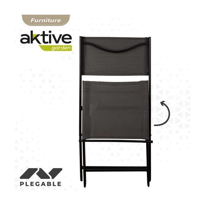 Conjunto de mesa de terraza plegable (60x71 cm) + 2 sillas de textileno (46x82 cm) aktive 1 Conjunto de mesa de terraza plegable (60x71 cm) + 2 sillas de textileno (46x82 cm) aktive 1