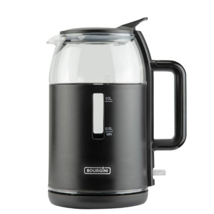 Bourgini Hervidor Eléctrico 2000 W 1.5 L Cristal y Plástico Negro