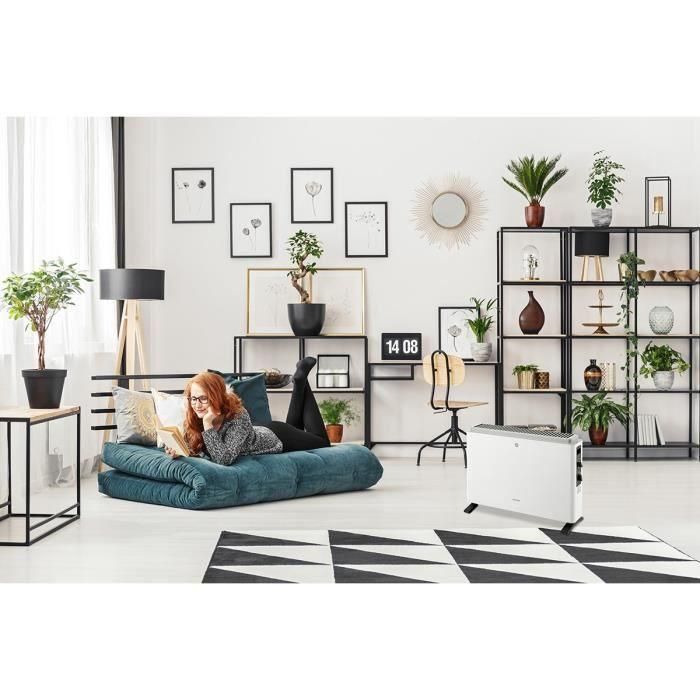 Oceanic Mobile Convector Calefactor Eléctrico 2000W con 3 Potencias (800W/1200W/2000W), Termostato, Móvil, Protección Sobrec., Blanco 4