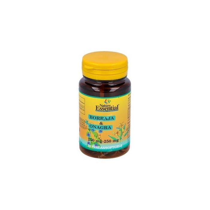 NATURE ESSENTIAL Borraja + Onagra 500 mg, Complemento Alimenticio con Vitamina E, 50 Perlas