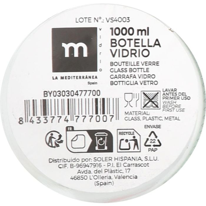 Botella hermética 1000 ml La Mediterranea (12 Unidades) 11 Botella hermética 1000 ml La Mediterranea (12 Unidades) 11