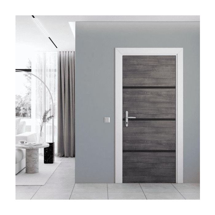 Kit de Renovación para Puerta Interior - NORDLINGER PRO - 4 Hojas 85 x 50 cm y 3 Perfiles Negros 85 x 2 cm - Gris Ágata 4 Kit de Renovación para Puerta Interior - NORDLINGER PRO - 4 Hojas 85 x 50 cm y 3 Perfiles Negros 85 x 2 cm - Gris Ágata 4