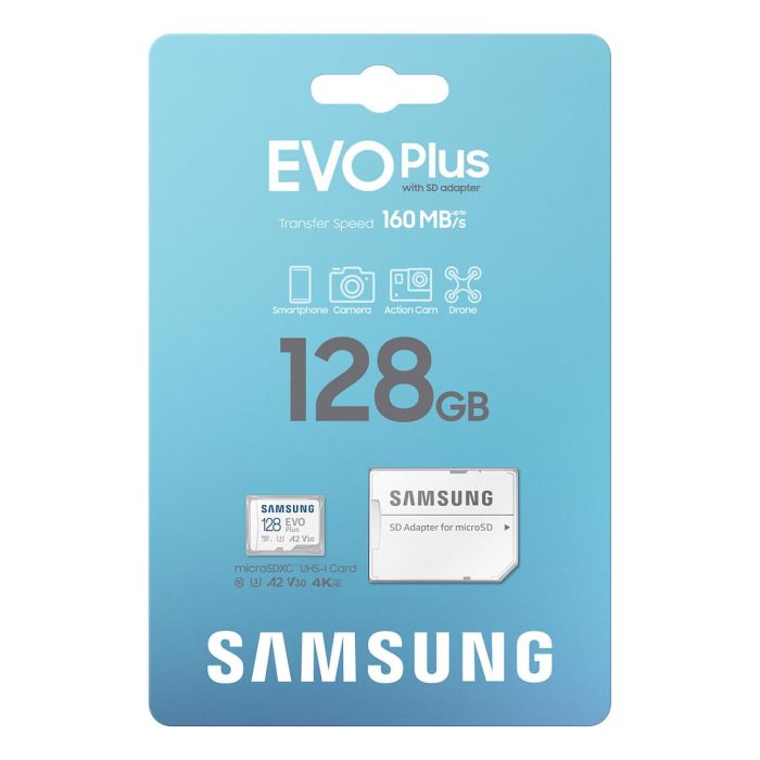 Samsung Tarjeta de Memoria EVO Plus 2023 128GB microSDXC Clase 10 A2 V30 con Adaptador 160MB/s MB-MC128SA/EU 3
