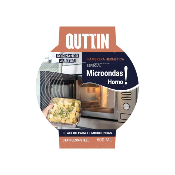 Quttin Fiambre Acero 0.6L Microondas-Horno 13.5 x 13.5 x 7 cm (12 Unidades)