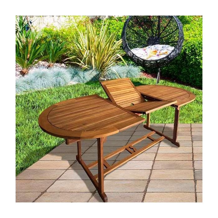 Mesa Extensible Aktive Madera de acacia Extensible Ovalada 200 x 100 x 74 cm 2 Mesa Extensible Aktive Madera de acacia Extensible Ovalada 200 x 100 x 74 cm 2