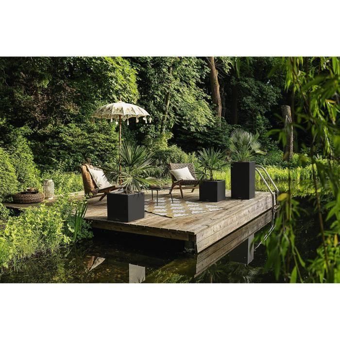 Macetero LECHUZA Canto Stone Column 40 - kit LED completo, negro grafito 4 Macetero LECHUZA Canto Stone Column 40 - kit LED completo, negro grafito 4