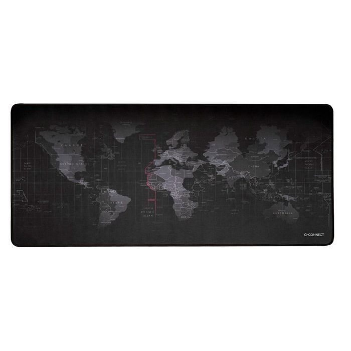 Alfombrilla Para Raton Q-Connect XXL Negra Con Diseño Mapa Del Mundo 900x400 mm