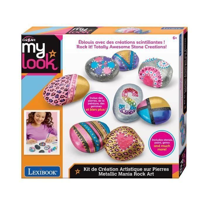 LEXIBOOK - Kit de arte en piedra con efecto metálico 4 LEXIBOOK - Kit de arte en piedra con efecto metálico 4