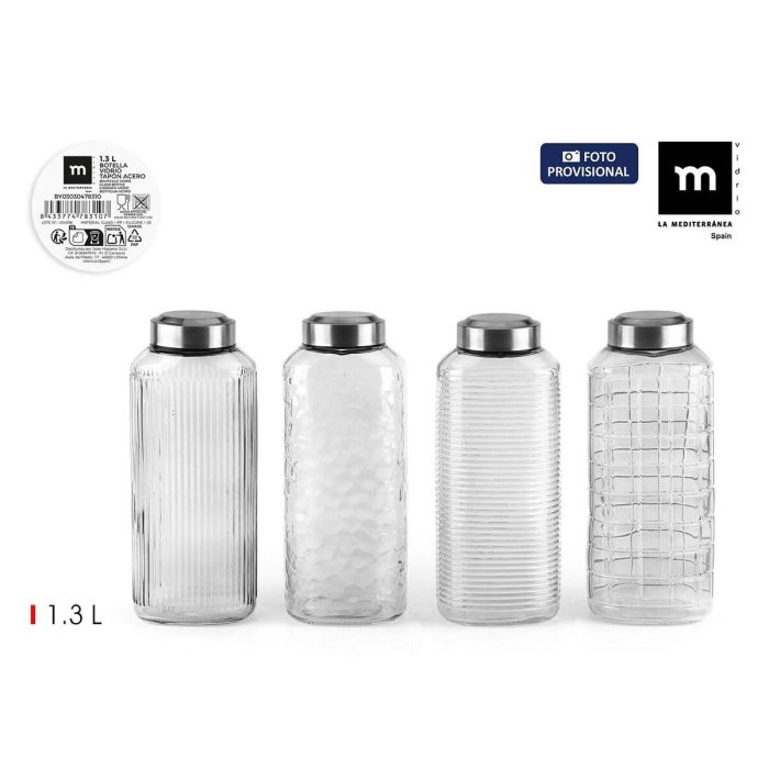 Botella de Cristal La Mediterránea Vidrio Acero 1,3 L (12 Unidades) 2 Botella de Cristal La Mediterránea Vidrio Acero 1,3 L (12 Unidades) 2