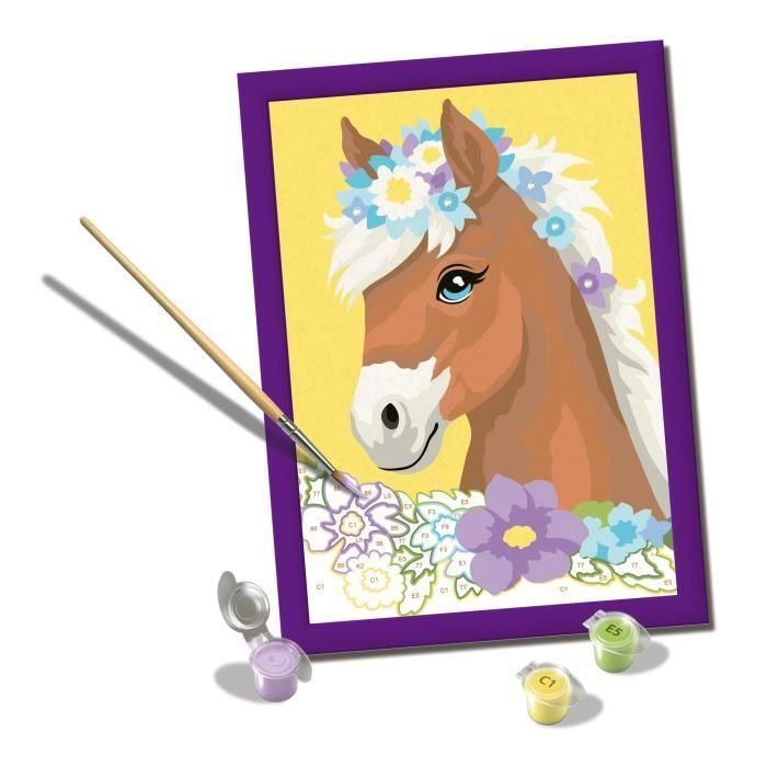 Ravensburger RAV00025906 CreArt Kids Kit de Pintura por Números Art Number Caballo Florido 18 x 24 cm para Niños +7 Años 1