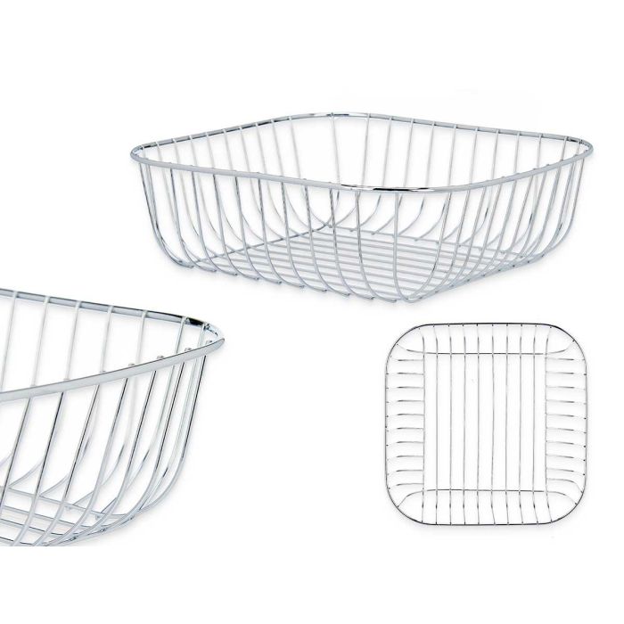 Frutero Cuadrado de Metal Cromado Kinvara 30x9x30 cm Plata (6 Unidades) Frutero Cuadrado de Metal Cromado Kinvara 30x9x30 cm Plata (6 Unidades)