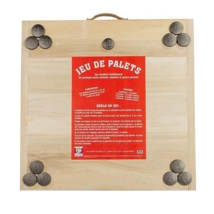 Juego completo de tejo MECABOIS - 12 platos de lanzamiento y tablero de madera (juego bretón) Juego completo de tejo MECABOIS - 12 platos de lanzamiento y tablero de madera (juego bretón)