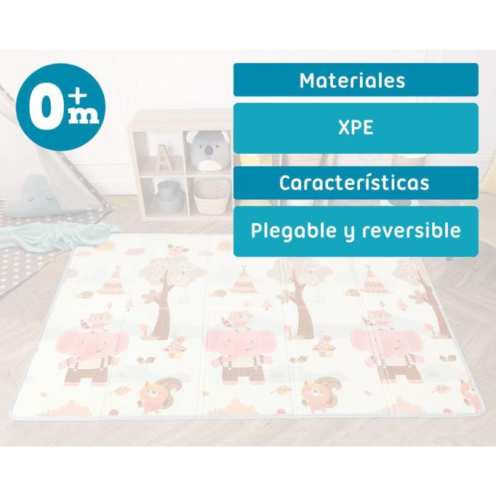 KioKids Tapete de Juego Plegable Bosque Otoñal Reversible Impermeable para Bebés 150 x 200 cm 3