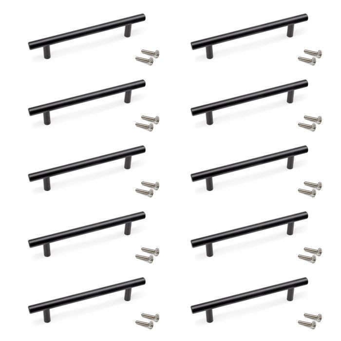 Emuca Lote de 10 tiradores para mueble Orlando, L188mm, intereje 128mm, Acero, Pintado negro 0 Emuca Lote de 10 tiradores para mueble Orlando, L188mm, intereje 128mm, Acero, Pintado negro 0