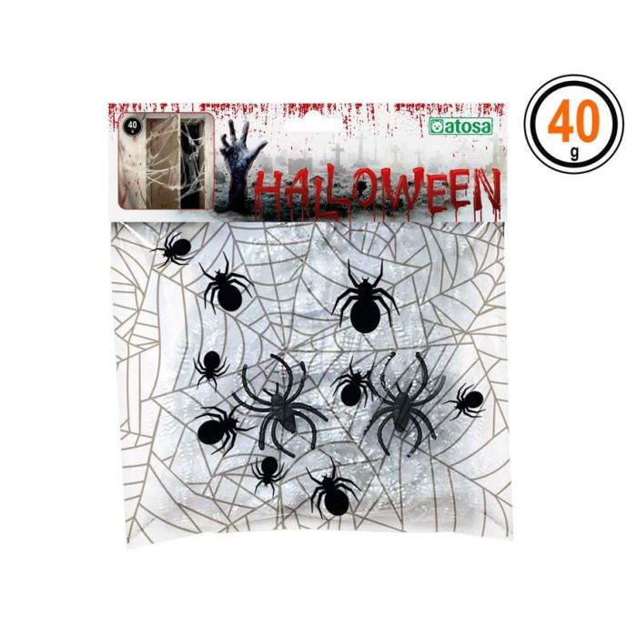 Telaraña Decoración Halloween Blanca 40 gr con Arañas Negras - Decoración para Fiestas 0 Telaraña Decoración Halloween Blanca 40 gr con Arañas Negras - Decoración para Fiestas 0