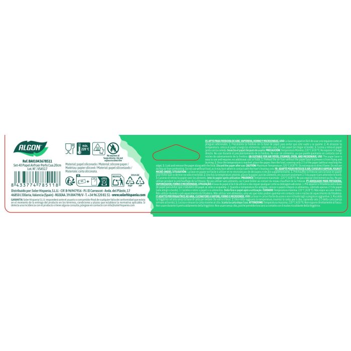 Algon Set 40 Papeles Redondos Perforados para Airfryer Cuadrados 20 cm - Accesorios Freidora de Aire (24 Unidades) 9