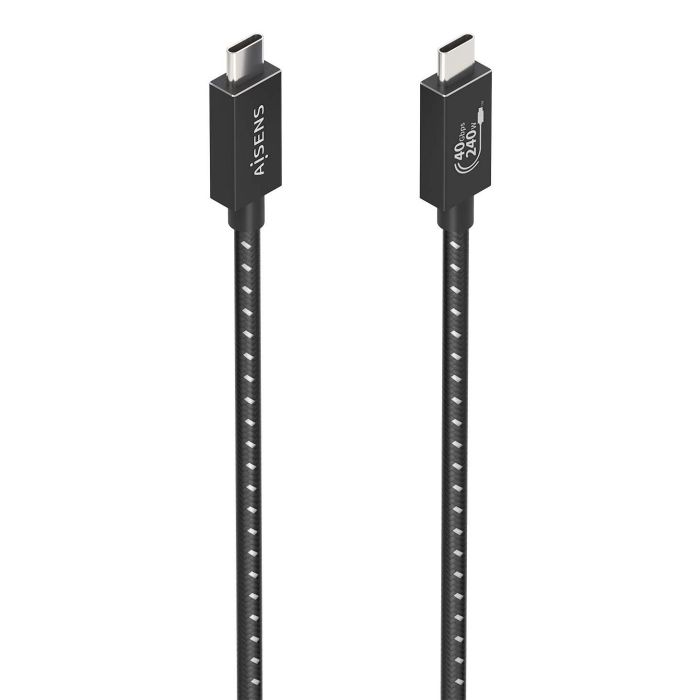 AISENS - CABLE USB4 GEN3x2 ALUMINIO 40GBPS 8K@60HZ 5A 48V 240W E-MARK, TIPO USB-C/M-USB-C/M, NEGRO, 1.5M