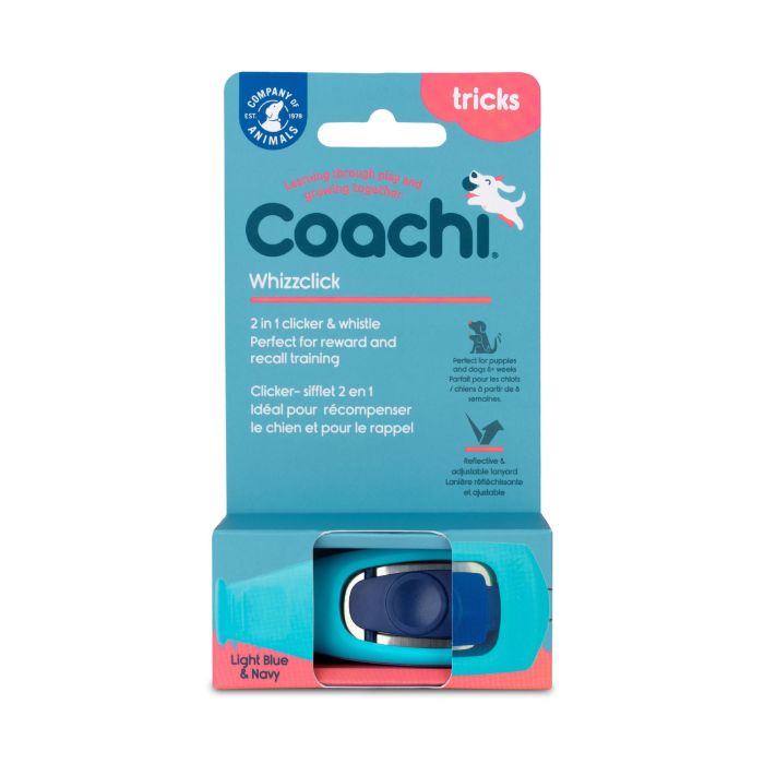 Coachi Whizzclick Clicker y Silbato 2 en 1 para Adiestramiento Canino y Cachorros con Cordón Reflectivo, Azul Claro / Azul Oscuro 1 Coachi Whizzclick Clicker y Silbato 2 en 1 para Adiestramiento Canino y Cachorros con Cordón Reflectivo, Azul Claro / Azul Oscuro 1