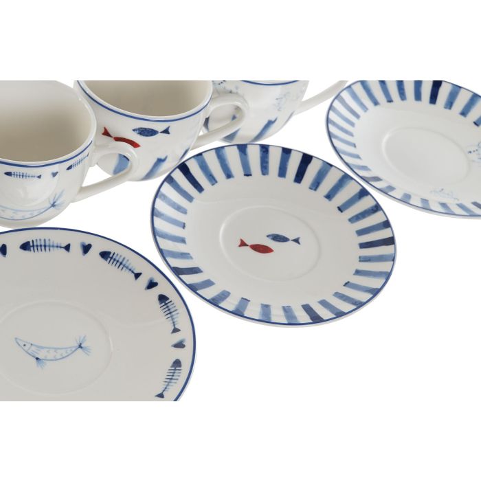 Taza Set Plato Atlantico DKD Home Decor Azul Blanco 6 x 5 x 8.5 cm (6 Unidades) 2 Taza Set Plato Atlantico DKD Home Decor Azul Blanco 6 x 5 x 8.5 cm (6 Unidades) 2