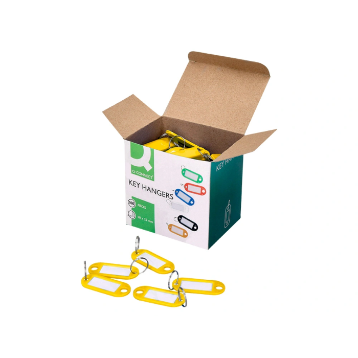 Q-connect Llavero Portaetiquetas Color Amarillo Expositor Caja 100 Unidades 10