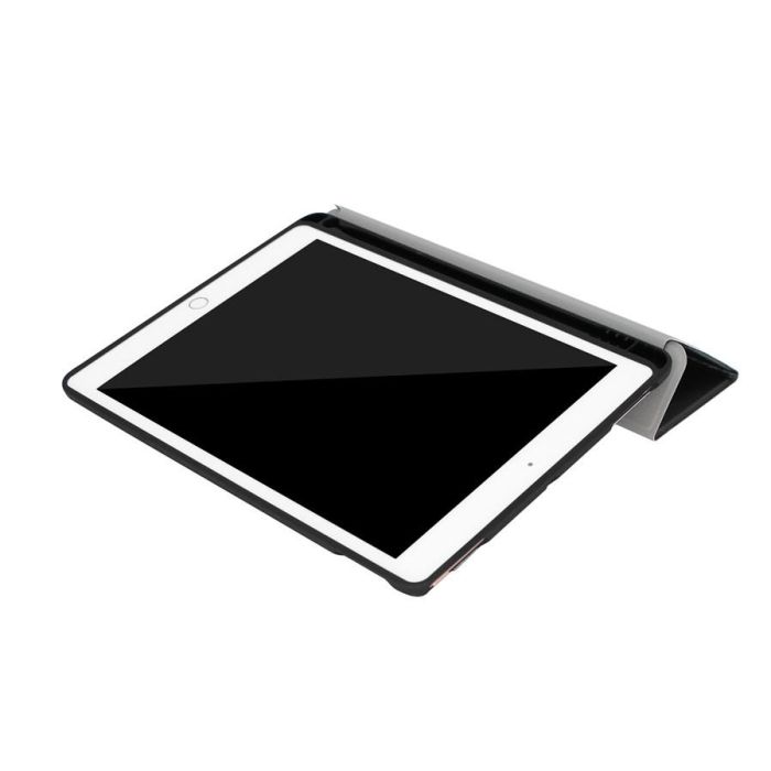 Elbe Funda FU-003 para iPad 10.2" 2020 Gris Espacial TPU y PU con Compartimento Apple Pencil 4