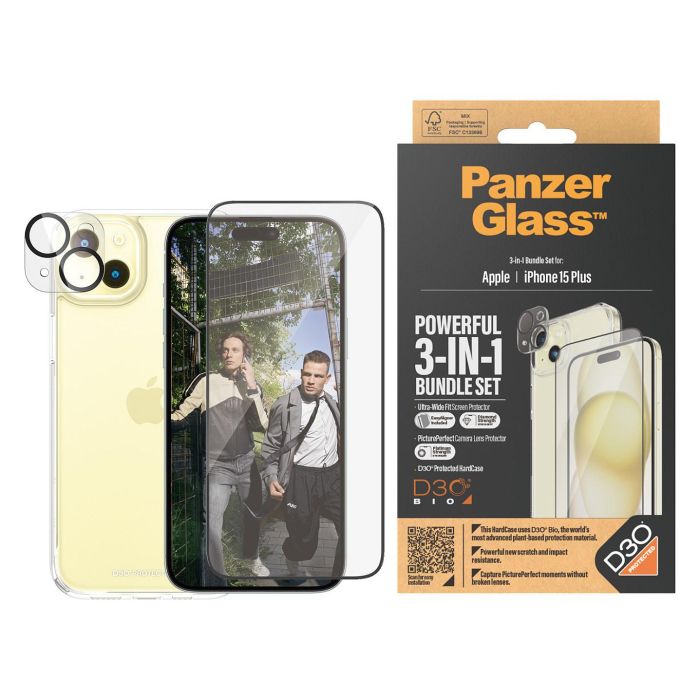 PanzerGlass Protector de Pantalla Vidrio Templado 9H para iPhone 15 Plus - Kit 3 en 1 con Aplicación en Seco, Resistente a Golpes y Anti-huellas 1 PanzerGlass Protector de Pantalla Vidrio Templado 9H para iPhone 15 Plus - Kit 3 en 1 con Aplicación en Seco, Resistente a Golpes y Anti-huellas 1