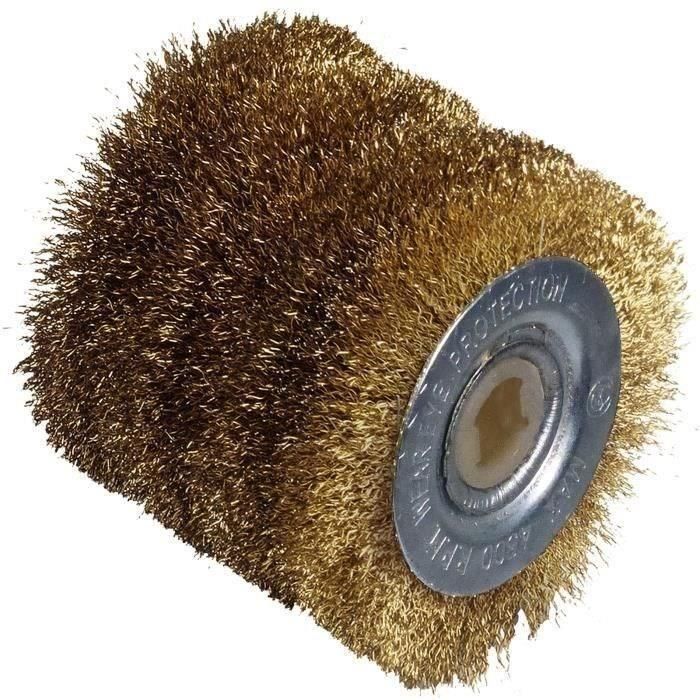 Cepillo de alambre grande - alambre de latón de 0,3 mm - Ø60 mm - L60 mm Cepillo de alambre grande - alambre de latón de 0,3 mm - Ø60 mm - L60 mm