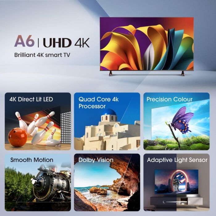 Hisense 50A6N Televisor Smart TV 50 pulgadas 4K Ultra HD LED HDR Plana 60Hz con WiFi y sistema VIDAA Negro 1 Hisense 50A6N Televisor Smart TV 50 pulgadas 4K Ultra HD LED HDR Plana 60Hz con WiFi y sistema VIDAA Negro 1
