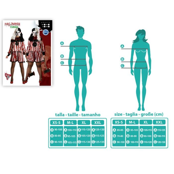 Disfraz Payasa Roja Mujer Adulto Halloween Camiseta Y Pantalón Talla XS-S