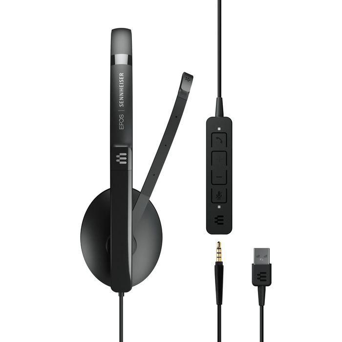 EPOS ADAPT 100 Series Auriculares con Micrófono Supraurales con Cable USB y Jack 3.5mm Negro, Optimizados para UC