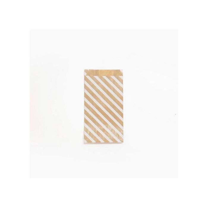 Bolsa De Papel Clairefontaine Kraft Decorado S/Asas 12X24X4,5 Cm Rayas Blancas Pack De 50