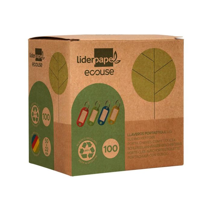 Llavero Portaetiquetas Liderpapel Ecouse Fabricado En Plastico Reciclado Caja De 100 Unidades 10