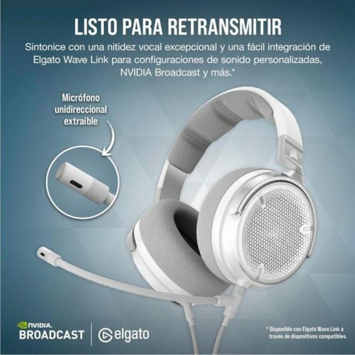 Corsair Virtuoso Pro Auriculares Gaming Abiertos con Cable para PC y Streaming, Color Blanco 3