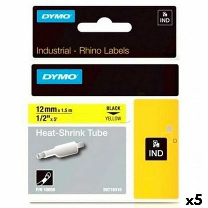 Cinta Laminada para Rotuladoras Rhino Dymo ID1-12 Amarillo Negro 12 x 1,5 mm (5 Unidades) Cinta Laminada para Rotuladoras Rhino Dymo ID1-12 Amarillo Negro 12 x 1,5 mm (5 Unidades)