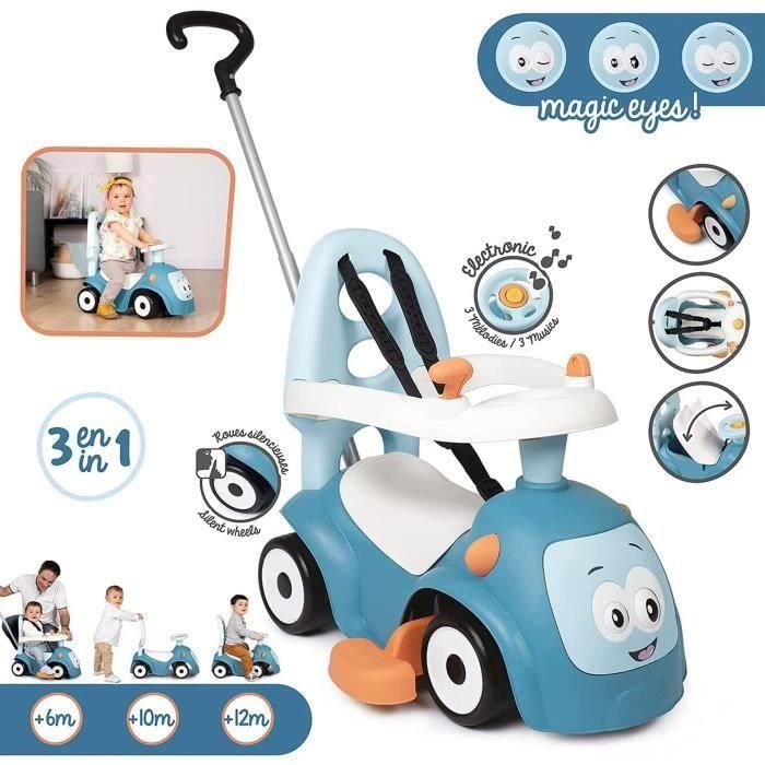 Smoby - Maestro Balade Bleu Ride-On - Para niños a partir de 6 meses - Actualizable - Silent Wheels - Bocina 1