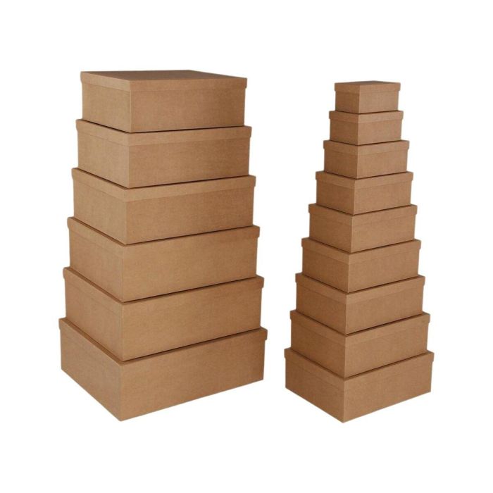 Juego de Cajas Decorativas Versa Marrón Cartón (15 Piezas)