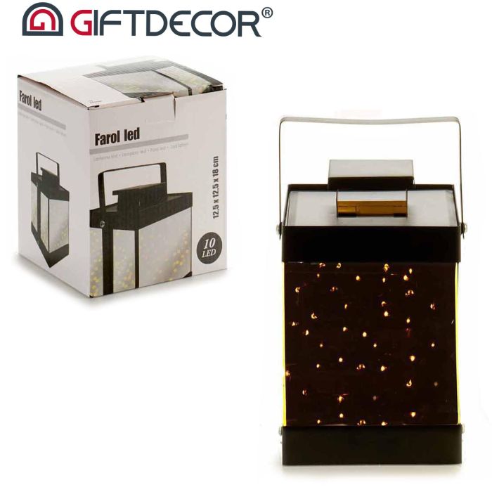 Farol Metal Negro 10 Leds Espejo Pequeño Giftdecor 12.5x18.5x12.5 cm (6 Unidades) 2 Farol Metal Negro 10 Leds Espejo Pequeño Giftdecor 12.5x18.5x12.5 cm (6 Unidades) 2