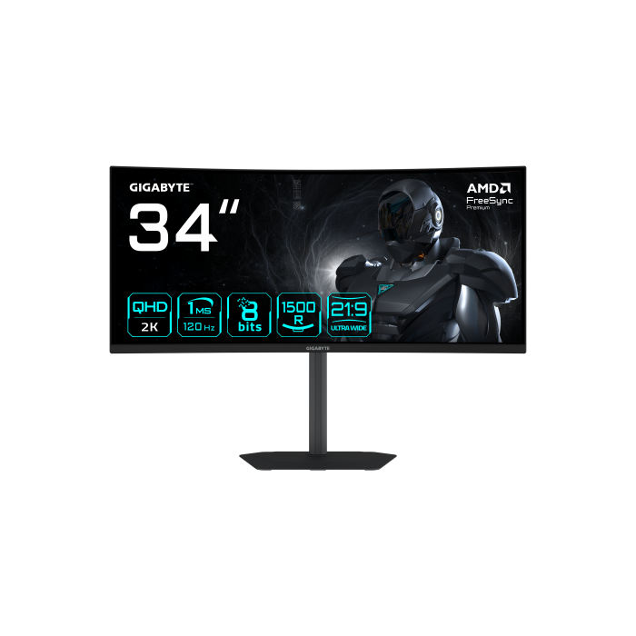 Gigabyte GS34WQCA Monitor Gaming Curvo 34" WQHD 3440 x 1440 120Hz 1ms FreeSync Premium HDR Ready